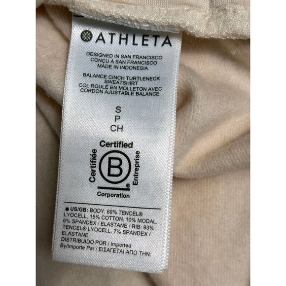 Athleta Balance Cinch Turtleneck Sweatshirt Womens Size S Chantilly Cream - Picture 4 of 9